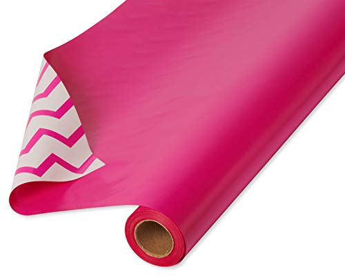 American Greetings Wendbares Geschenkpapier, Jumbo-Rolle für Vatertag, Abschluss, Geburtstage und alle Anlässe, Rosa und Chevron (1 Rolle, 175 m²) von American Greetings