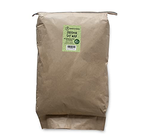 American Soy Organics - Freedom Sojawachsperlen zur Kerzenherstellung, 20,4 kg, mikrowellengeeignete Sojawachsperlen, Premium Soja-Kerzenherstellungs-Zubehör von American Soy Organics