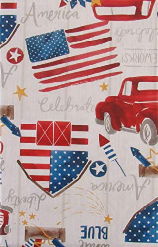 Tischdecke, Vinyl, Flanellrückseite, Motiv Patriotic Country Celebration 52" x 70" Oblong multi von American