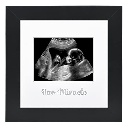 Americanflat Sonogram Bilderrahmen – 17,8 x 17,8 cm Ultraschall-Bilderrahmen für Baby-Ultraschall-Scan für 7,6 x 10,2 cm Sonogramme – austauschbare Matte und Staffelei-Ständer – Verbundholz mit von Americanflat