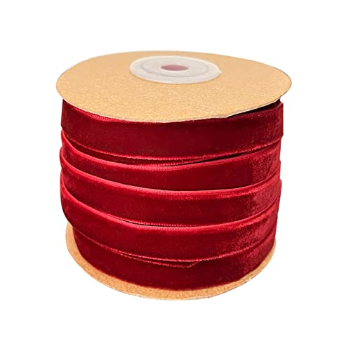 Amerisky Samtband, 10 mm, Geschenkband zum Basteln, Weihnachtsdekoration, Geschenkverpackung, 20 Meter (Weinrot) von Amerisky