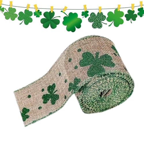 Amesor Grünes Glücks-Bastelband zum St. Patrick's Day, Kleeblatt-Bastelband,Lucky Craft Ribbon Stoffbänder - Weiches Ripsband mit St. Patrick's-Dekoration für vielfältige Verwendungsmöglichkeiten von Amesor