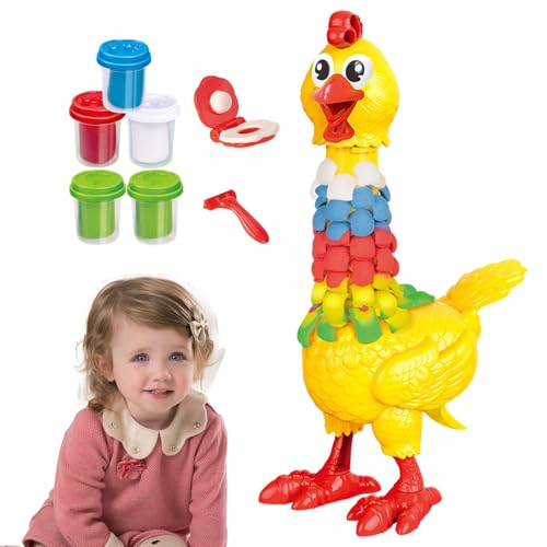 Amesor Modelliermasse-Set, lufttrockener Ton für Kinder - Bunte Huhn-Spielzeugfigur mit Tonfüllung - Imitieren Sie eine Henne, die Eier legt. Hühnermodell. Rollenspiel für und Mädchen von Amesor