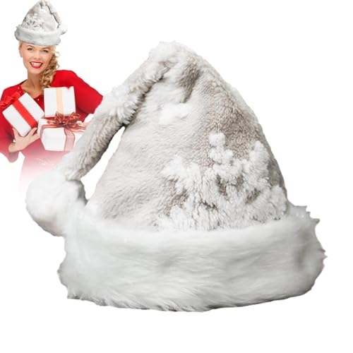 Amesor Schneeflocken-Weihnachtsmütze,Weihnachtsmütze mit Schneeflocken,Schneeflocken Weihnachtsmannmütze - Extra dicker Unisex-Weihnachtshut, Neujahrspartys, Dekorationen und Zubehör von Amesor