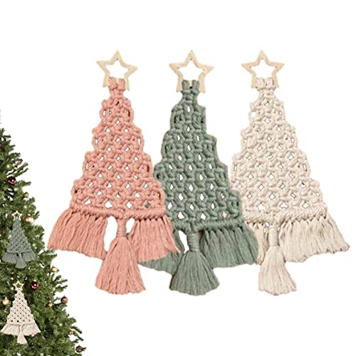 Amesor Weihnachtsbaum Makramee Set - Weihnachten Makramee Gewebter Baum Kit - Gewebte Makramee-Weihnachtsbäume - Handgefertigter Weihnachtsbaum, Heimdekoration Boho Behänge (1 Set-3 Stück) von Amesor