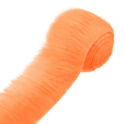 Furry kunstfell zum basteln, Precut Strips Fellimitat, 5×150CM kunstfell meterware Flauschig Weich für Heimwerker Cosplay Kostümdekoration Weihnachtsmannhaar und Weihnachtsbaumdekoration (orange) von Amexo