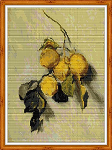 Amiiba Gestempeltes Kreuzstich-Set, Motiv: Zitronenzweig zum Selbermachen, 11 Karat, 45 x 69,9 cm (Monet) von Amiiba