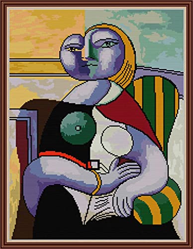 Amiiba Gestempeltes Kreuzstich-Set, The Woman Reading, 11 Ct, 47 x 60 cm (Picasso) von Amiiba