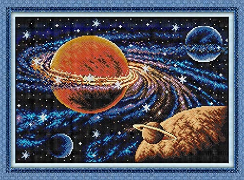 Amiiba Kreuzstich-Set, Motiv: Sonnensystem, Galaxie, Sternenhimmel, 11 Ft, 56,9 x 40,9 cm (Milchstraße) von Amiiba