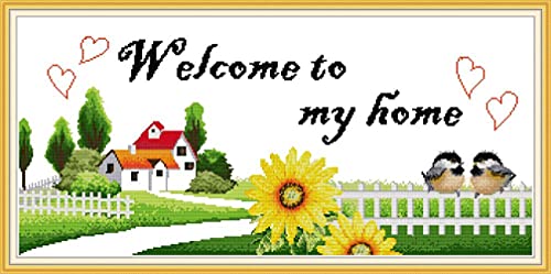 Amiiba Kreuzstich-Set, mit Aufschrift "Welcome to my Home", 11 Karat, 85,9 x 43,9 cm Amiiba Kreuzstich-Set, mit Aufschrift "Welcome to my Home", 11 Karat, 85,9 x 43,9 cm von Amiiba