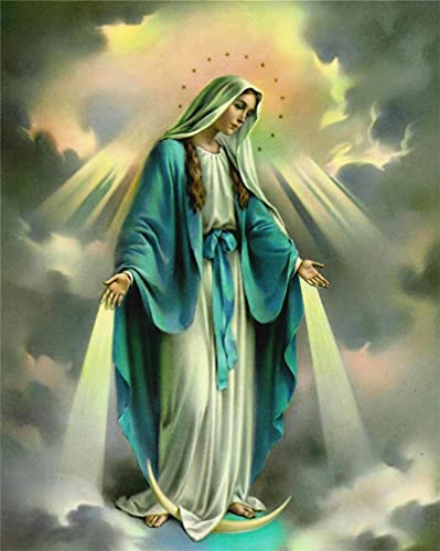 Malen nach Zahlen Kits Amiiba Virgin Mary 40 x 50 cm Acryl Malen nach Zahlen Wandkunst Basteln (Virgin Mary, ohne Rahmen) von Amiiba