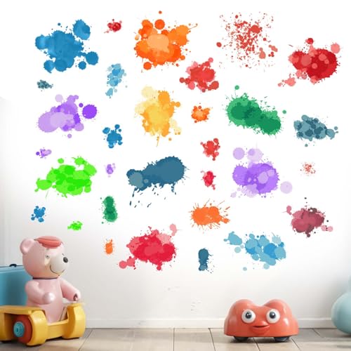 Amimagen Wandtattoos Bunte Farbe Spritzer Wandaufkleber - Graffiti Malerei Flecken Wandabziehbilder - Kinderzimmer Kinder Baby Mädchen Kindertagesstätte Kindergarten Spielzimmer Klassenzimmer Wanddeko von Amimagen