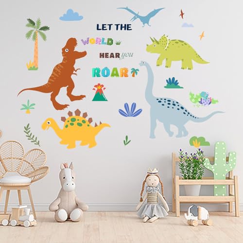 Amimagen Wandtattoos Dinosaurier Wandaufkleber - Dino Palme Wandsticker - Kindergarten Kinder Baby Mädchen Jungen Zimmer Tagespflege Kindergarten Spielraum Klassenzimmer Wanddekor von Amimagen