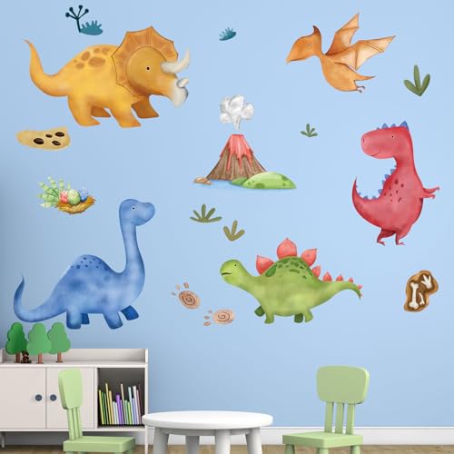 Amimagen Wandtattoos Dinosaurier Wandaufkleber - Vulkan Höhle Dino Eier Wandsticker - Kindergarten Kinder Baby Boys Zimmer Tagespflege Spielzimmer Klassenzimmer Wanddekor von Amimagen