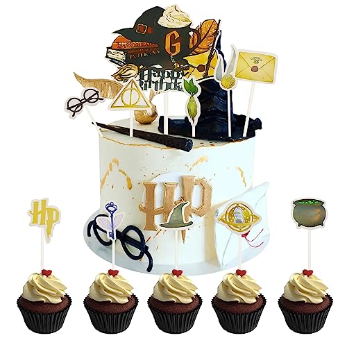 11 Stück Magical Tortendeko Magier Kuchen Deko,Wizard Cupcake Topper,Magical Wizard Happy Birthday Cake Topper Magier Geburtstag Kuchen Deko Magic Theme Inspiriert Junge Mädchen Party Dekoration von Amissz