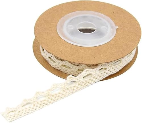 Amlhy 1,8 m selbstklebende Spitzenbänder für Hochzeit, Fransenbordüre, Geschenkverpackungsseile für Bastelarbeiten, Blumenstrauß, Scrapbooking, Dekoration, Beige von Amlhy