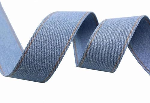 Amlhy 2,5 cm Bänder aus Denim-Stoff, Spitzenbesatz, Geschenkverpackung, Seile für Blumenstrauß, Dekoration, Schleifen, Kopfbedeckung, Hellblau, 1 m von Amlhy