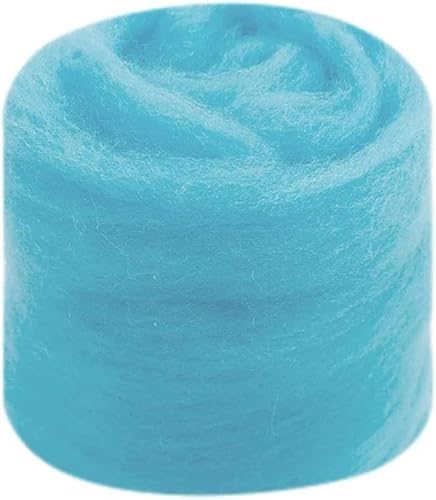 Amlhy 50g Nadelfilzwolle Roving Wolle Filzmaterial Strickgarn Faserwolle für Puppenherstellung Handspinnen DIY Bastelzubehör Blau von Amlhy