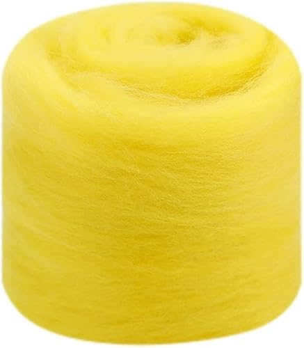 Amlhy 50g Nadelfilzwolle Roving Wolle Filzmaterial Strickgarn Faserwolle für Puppenherstellung Handspinnen DIY Bastelzubehör Gelb von Amlhy