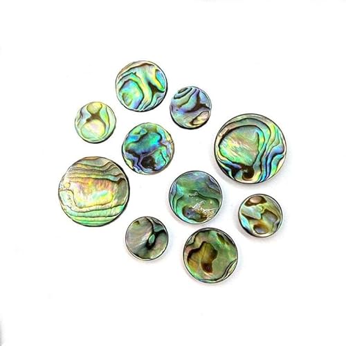 Amlhy Abalone-Paua-Muschelperlen, flache runde Form, Muschelperlen für DIY-Ohrringe, Armbänder, Halsketten, Schmuckherstellung, 10 mm, 4 Stück von Amlhy