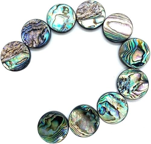 Amlhy Abalone-Perlen aus Paua-Muscheln, runde Form, Regenbogen-Abalone-Muschelperlen für selbstgemachte Ohrringe, Armbänder, Halsketten, Schmuckherstellung, 15 mm, 4 Stück von Amlhy