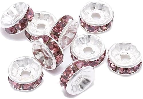 Amlhy Abstandshalter-Perlen, oval, Strass, rund, Perlenzubehör für Schmuckherstellung, Armband, Anhänger, Dekoration, Rosa, 4 mm, 100 Stück von Amlhy