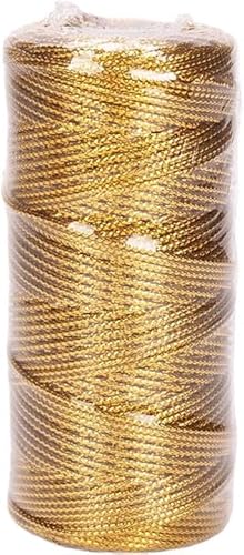 Amlhy Goldschnur, 1,5 mm, Lametta-Garn, metallische Schnur für Weihnachten, hängende Ornamente, Geschenkverpackungen, Bastelarbeiten, 100 m von Amlhy