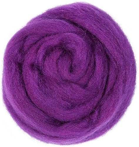 Amlhy Nadelfilzwolle Roving Wolle Filzmaterial Strickgarn Faserwolle für Puppenherstellung Handspinnen DIY Bastelzubehör Dunkelviolett, 20g von Amlhy