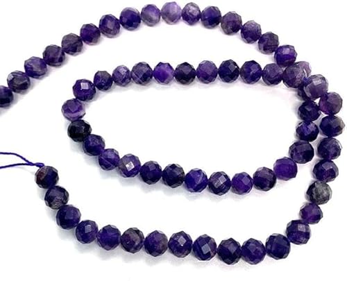 Amlhy Natürliche violette Steinperlen, facettiert, runde Perlen mit Löchern für Armband, Halskette, Schmuck, Schlüsselanhängerherstellung (6 mm x L 380 mm) von Amlhy