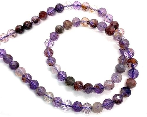 Amlhy Naturstein-Perlen, violett, facettiert, runde Perlen mit Löchern für selbstgemachte Armbänder, Halsketten, Schmuck, Schlüsselanhängerherstellung (6 mm x L 380 mm) von Amlhy