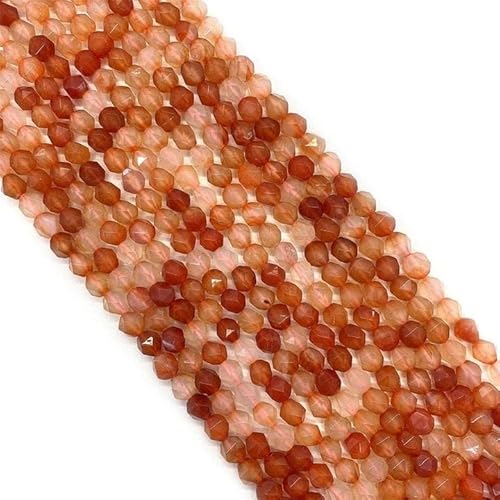 Amlhy Natursteinperlen, facettierter orangefarbener Achat, runde Perlen mit Löchern, Kristallsteine für selbstgemachte Armbänder, Halsketten, Schmuck, Schlüsselanhängerherstellung, Länge: 380 mm, 10 von Amlhy