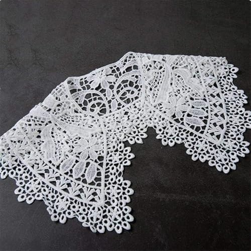 Amlhy Neckline Applique Embroidered Lace Collar - Floral Pattern Neck Patches Collar Fabric Trim Cloth for DIY Sewing Fabric 1pc White von Amlhy