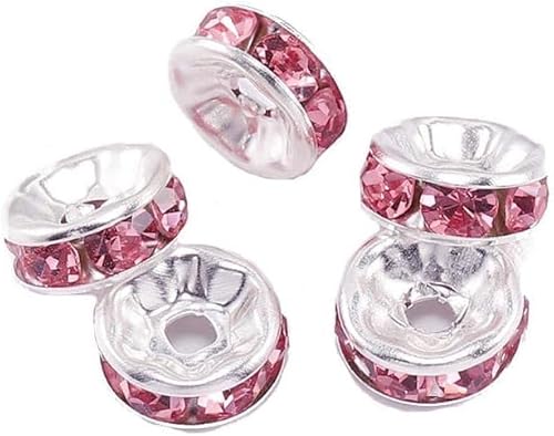 Amlhy Strass-Abstandshalter, oval, rund, Blumenmuster, Zubehör für Schmuckherstellung, Armband, Anhänger, Dekoration, Rosa, 100 Stück von Amlhy