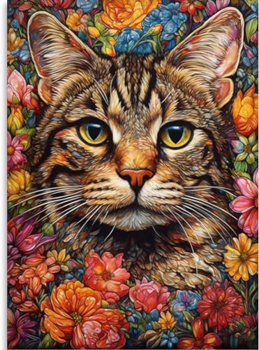 Ammklfh 5D Diamant Painting Bilder,Diamond Painting Katze,Diamond Painting Set für Erwachsene und Kinder,Mosaikherstellung,Diamant Malerei für Haus Dekoration,Weihnachtsgeschen von Ammklfh