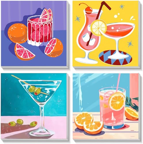 Malen-nach-Zahlen-Set im Retro-Stil für Erwachsene und Anfänger, Cocktail-Acryl-Malen-nach-Zahlen-Set für Erwachsene, einfaches Malen nach Zahlen, Kunst- und Bastelset für Schlafsaal, Bar, von Ammklfh