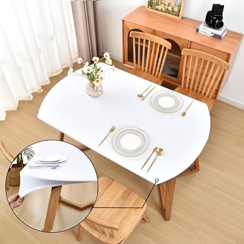 Amonsa Ovale, elastische Tischdecke, für ovale Tische, waschbar, dehnbarer Spandex-Stoff, Tischtuch, kein Vinyl, 122 x 172 cm, Weiß Amonsa Ovale, elastische Tischdecke, für ovale Tische, waschbar, dehnbarer Spandex-Stoff, Tischtuch, kein Vinyl, 122 x 172 cm, Weiß von Amonsa