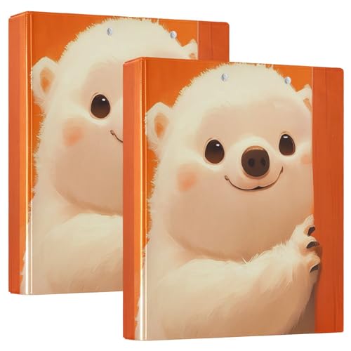 1 und 1/2 Zoll Binder Drei Ringe Cartoon Niedlicher Pelzbär Peek-a-boo mit Klemmbrett 1/2 Stück Bürobinder Supplies Hardcover 2 Stück von Amooorous