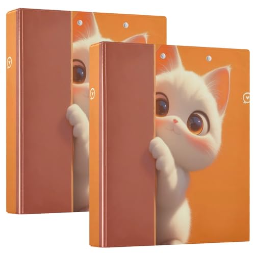 3,8 cm große Ordner, runde Ringe, niedliche Cartoon-Katze, Peekaboo mit Klemmbrett, 1/2 Packungen, sortierte Ordner, Hardcover, 2 Stück von Amooorous