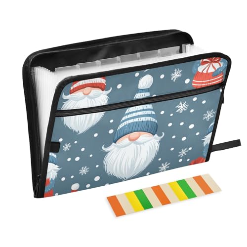 American Cartoon Cute Christmas Zwerg Erweiterungsmappe 13 Taschen A4 Briefform Ordner mit Taschen mit Reißverschluss Papierordner für Bürobedarf von Amooorous