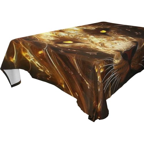 Amooorous Rechteckige Tischdecken für Küche und Esszimmer, Hochzeit, 1,8 m - 2,4 m, stabile Weihnachts-Klapptischdecke, 1 Stück, Größe 137 x 183 cm, Golden Mighty Lion von Amooorous