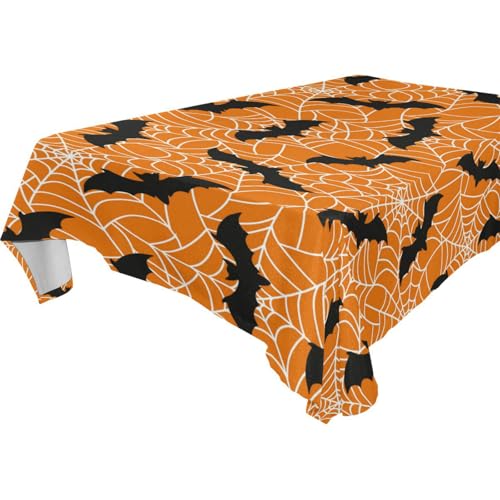 Amooorous Schwarze Halloween-Tischdecke mit Fledermausstreifen, abwischbar, für Küche und Esszimmer, Teetisch, auslaufsicher, Grillabdeckung, 1 Stück, Größe 137 x 183 cm von Amooorous