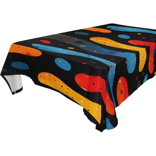 Amooorous Tischdecke mit bunten abstrakten Linien, abwischbar, für Küche und Esszimmer, Halloween, 1,8 m - 2,4 m, 1 Stück, Größe 137 x 183 cm von Amooorous