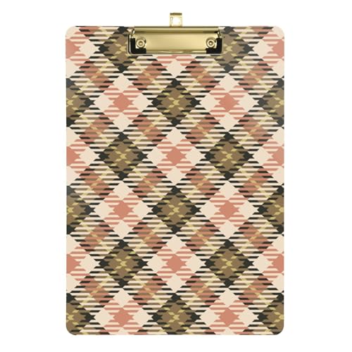 Buffalo Plaid Schottenkaro-Klemmbrett Schottland Creme Pfirsichbraun 12 Acryl niedlich für Lehrer Portfolio Klemmbrett Größe 22,9 x 30,5 cm von Amooorous