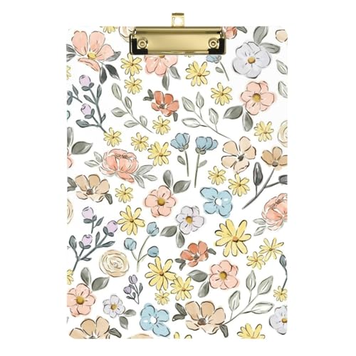 Buntes Klemmbrett mit kleinen Blumen, Kunststoff, für personalisierte Klemmbretter für Lehrer, Größe 22,9 x 30,5 cm von Amooorous