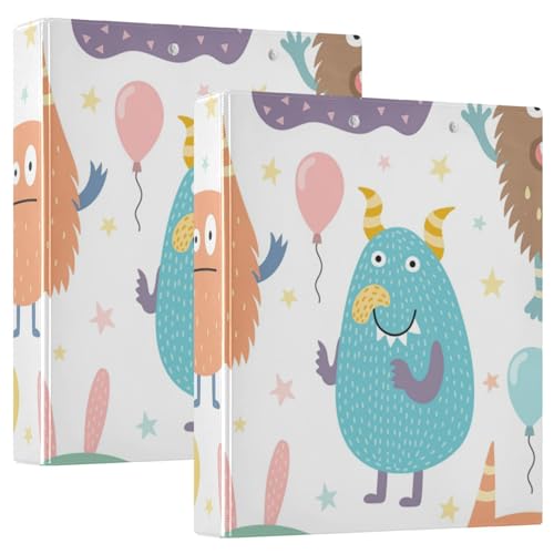 Cartoon-Notizbuch, Motiv: niedliche bunte Monster, 3,5 cm, mit Klemmbrett, 1/2 Packung Ordner, Schulbedarf, Hardcover, 2 Stück von Amooorous