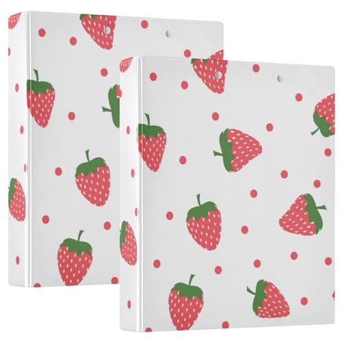 Erdbeerfrucht-rote runde Ringbücher 3,5 cm mit Taschen, 1/2 Packung für Briefgröße (27,9 x 21,6 cm), 200 Blatt, 2 Stück von Amooorous