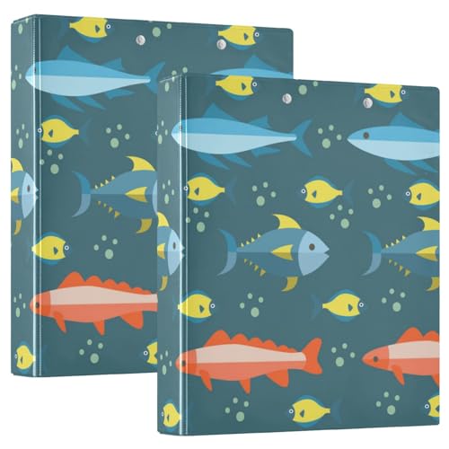 Fischblau 3 Ringe Ordner 3,8 cm mit Taschen 1/2 Stück Schulbedarf Hardcover 2 Stück von Amooorous