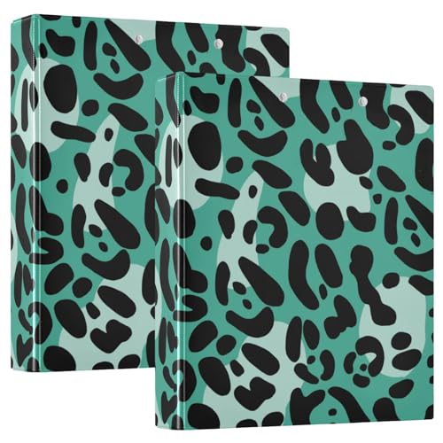 Grüner Leopard 3-Ringbücher 3,8 cm mit Klemmbrett 1/2 Pack Ordner Schulbedarf Binder Hardcover 2 Stück von Amooorous