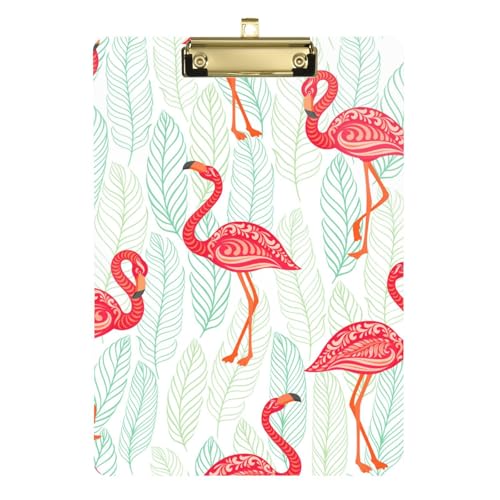 Klemmbrett im tropischen Stil, pfirsichfarben, Flamingo, gepolstert, Standard-Loch, für Trainer, medizinisches Klassenzimmer, Größe 22,9 x 30,5 cm von Amooorous