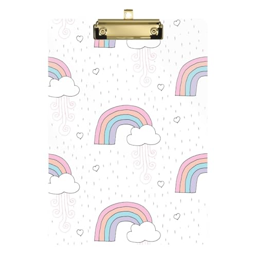 Klemmbrett mit bunten Cartoon-Motiven, niedlich, Regenbogen-weiße Wolken, Standardloch für Fußball-LKW-Fahrer, Größe 22,9 x 30,5 cm von Amooorous